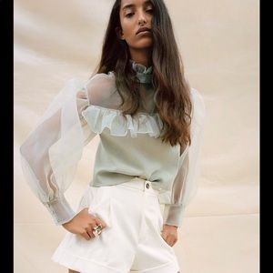 Zara Organza sea green top